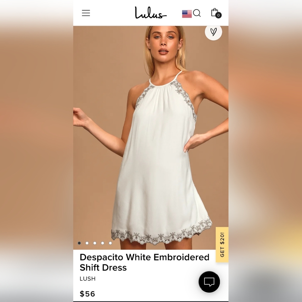 Lush - Despacito White Embroidered Shift Dress